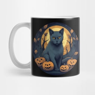 Russian Blue Cat Halloween, Cat Lover Mug